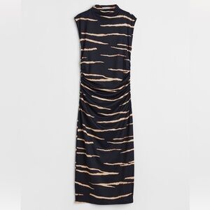 NWTs Zebra Print Gathered Jersey Dress